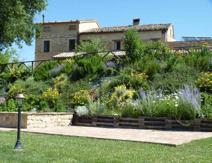 The garden at Casa Carotondo in Le Marche, Italy